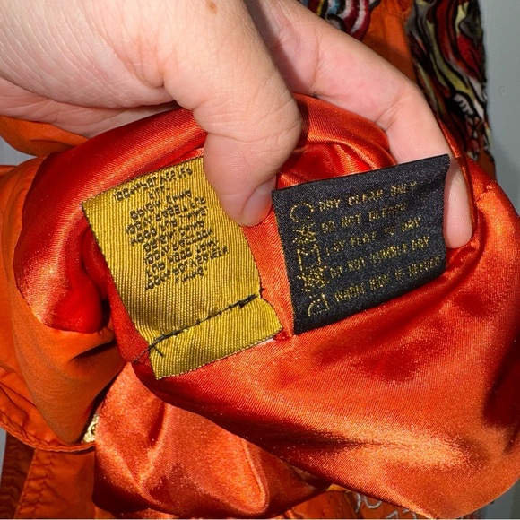 VTG Ed Hardy Trech Coats Embroidered Tiger Tattoo Y2K  Women Small Orange Gothic - Picture 13 of 14
